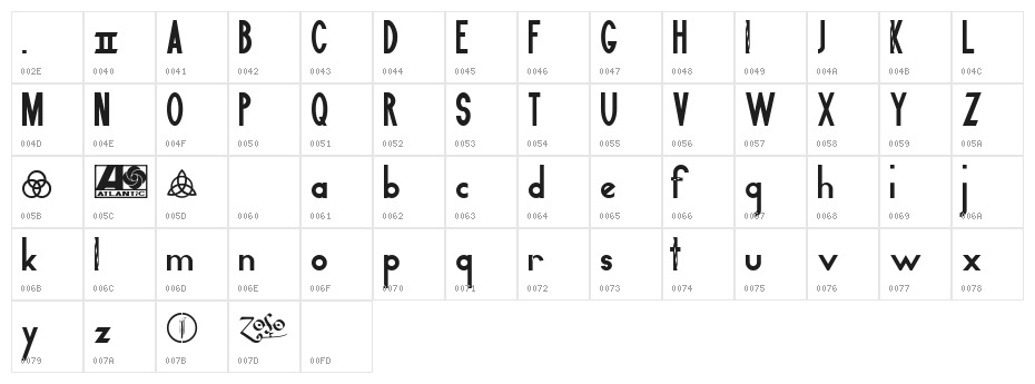 Zeppelin 2 Character Map