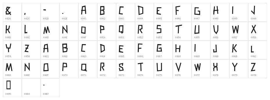 Zerengetti Bold Character Map