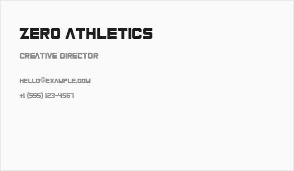 Zero Athletics Business Card