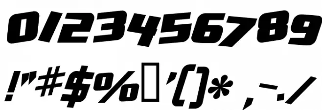 Zero Gravity Extended Bold Italic Font OTHER CHARS