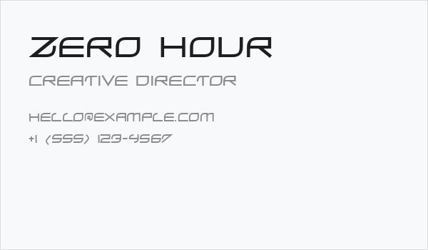 Zero Hour Business Card