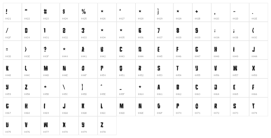 Zero Output DEMO Normal Character Map