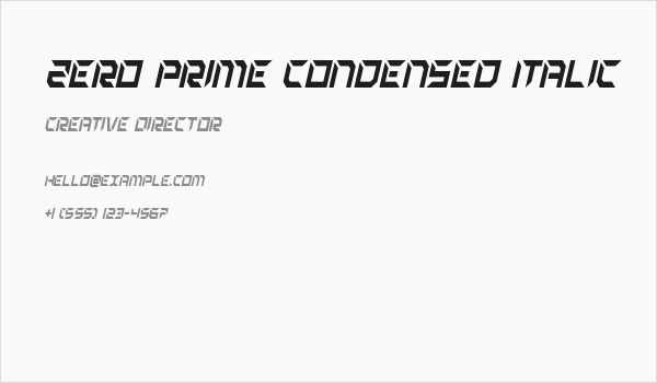 Zero Prime Condensed Italic Business Card