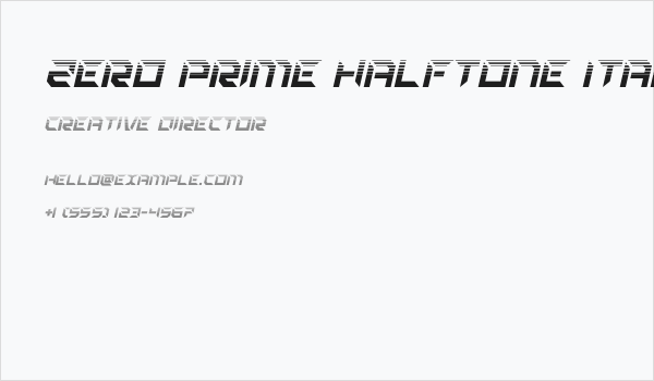 Zero Prime Halftone Italic Business Card