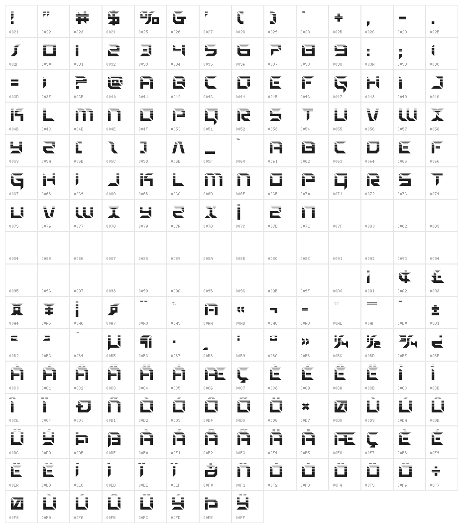 Zero Prime Halftone Character Map