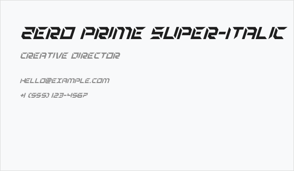 Zero Prime Super-Italic Business Card