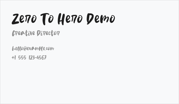 Zero To Hero Demo Business Card