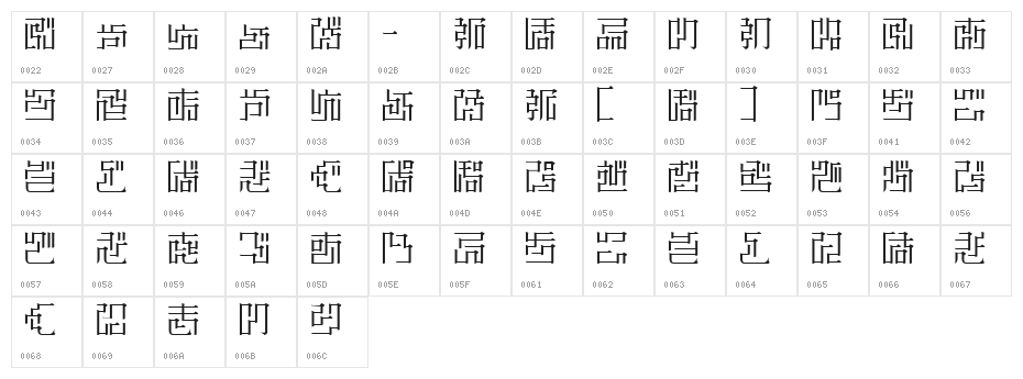 ZetueiMincho HIR Character Map