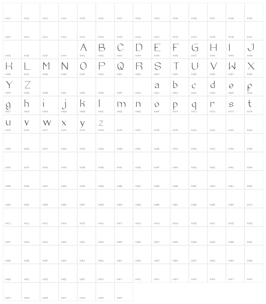 zebra CROSS Character Map