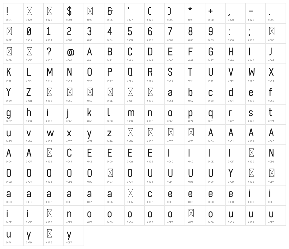 ZF2334 After A Rain Character Map