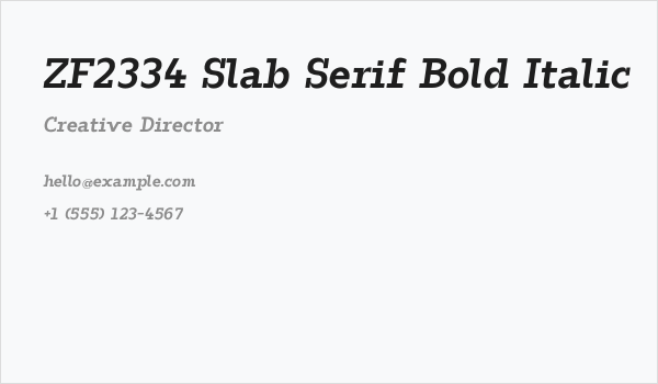 ZF2334 Slab Serif Bold Italic Business Card