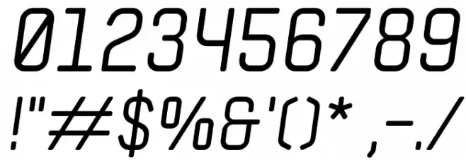 ZF2334 Square Light Italic Font Alte caractere