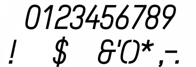 ZF2334 Squarish Regular Italic Font OTHER CHARS