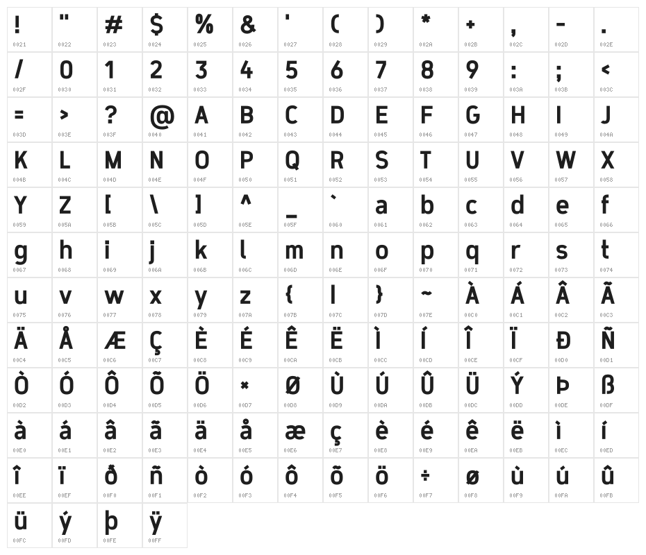 ZF2334 That's All Right Bold Character Map