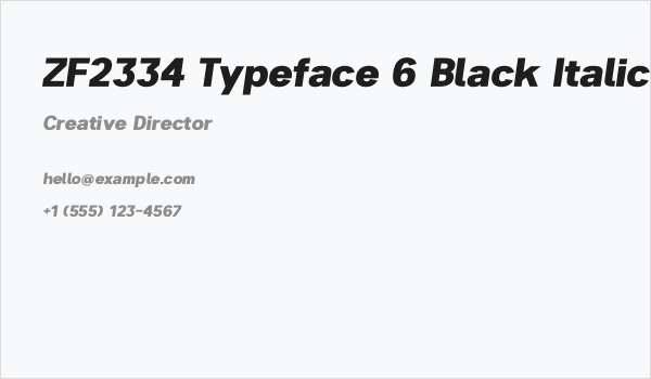 ZF2334 Typeface 6 Black Italic Business Card