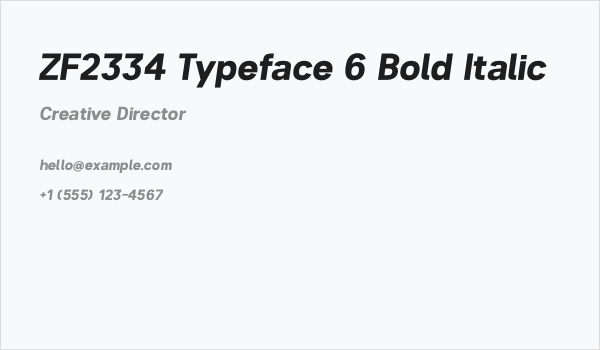 ZF2334 Typeface 6 Bold Italic Business Card
