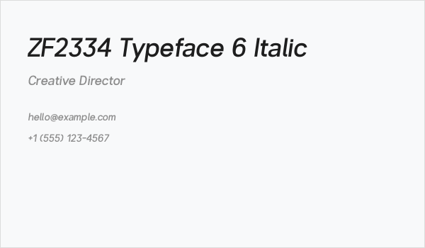 ZF2334 Typeface 6 Italic Business Card