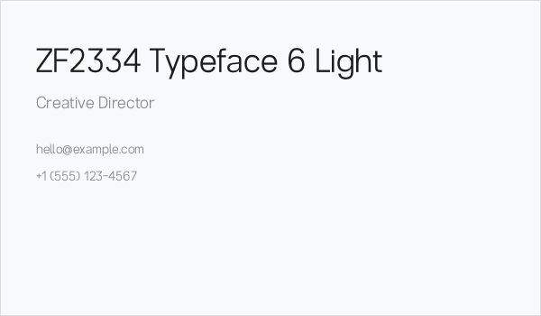 ZF2334 Typeface 6 Light Business Card