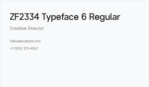 ZF2334 Typeface 6 Regular Business Card