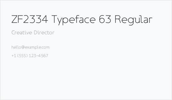 ZF2334 Typeface 63 Regular Business Card
