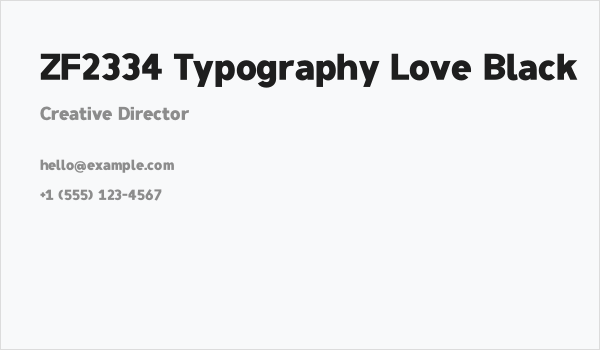 ZF2334 Typography Love Black Business Card