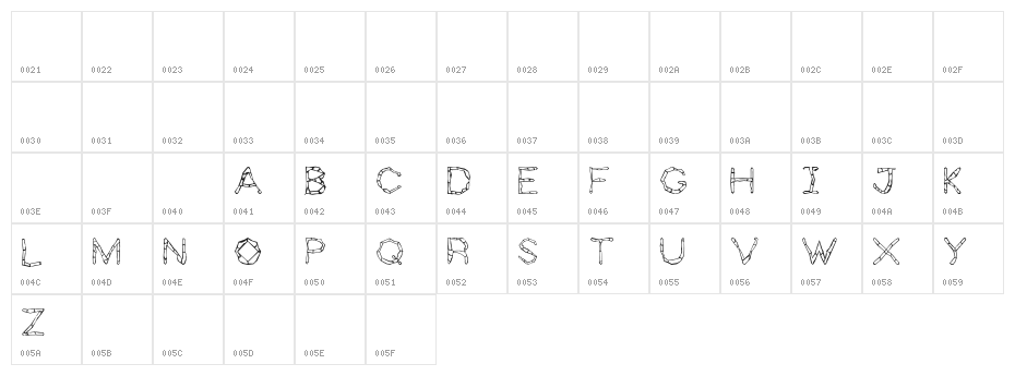 Zholly Display Character Map
