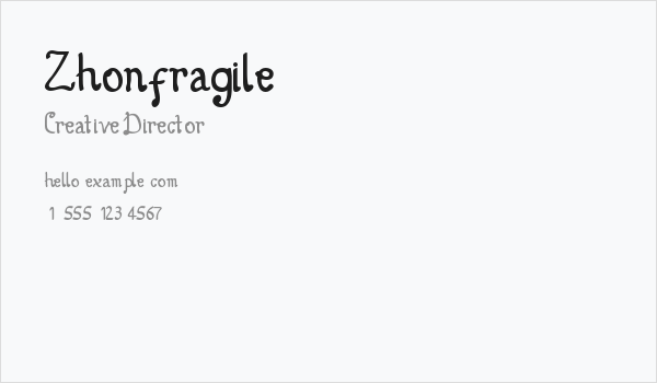 Zhonfragile Business Card