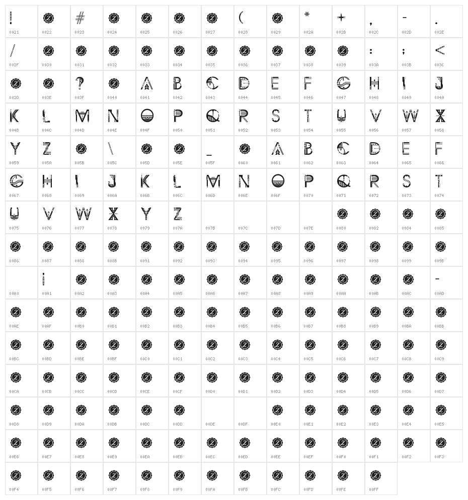 ZILAP GEOMETRIK Character Map