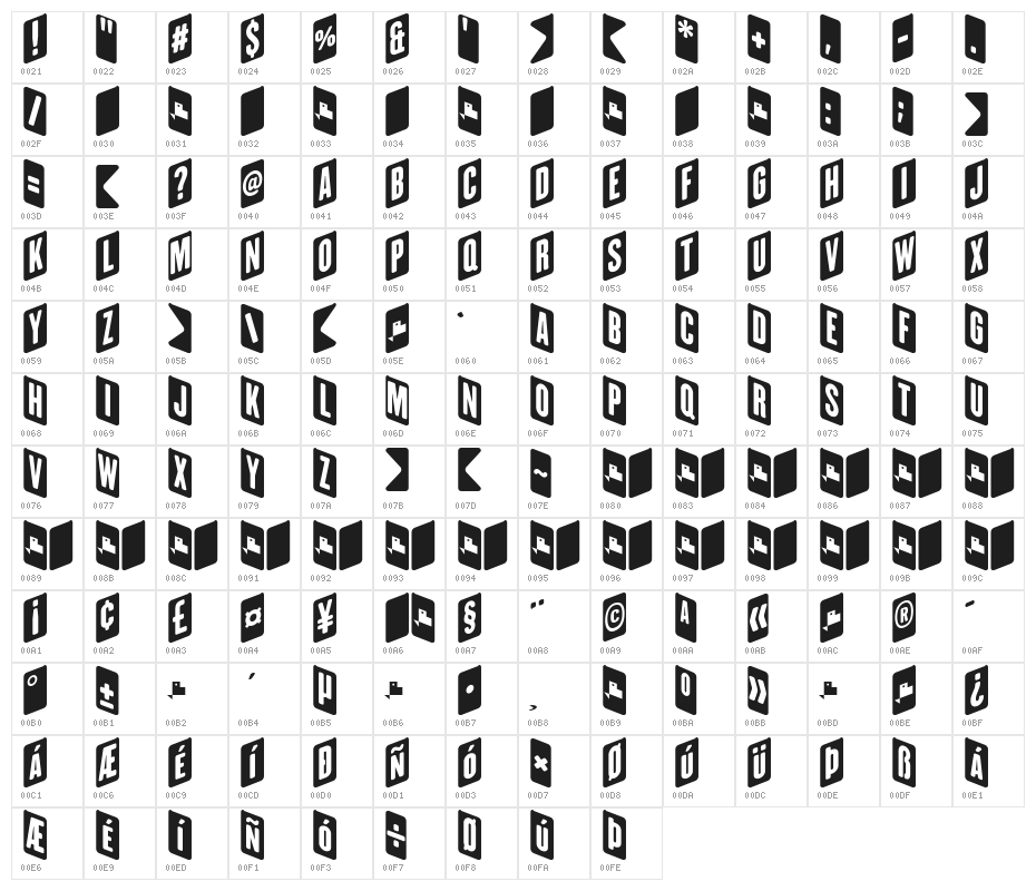 ZiGzAgEo-Regular Character Map