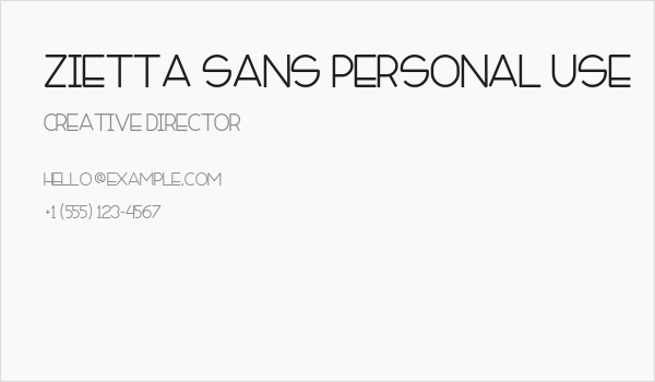 Zietta Sans Personal Use Business Card