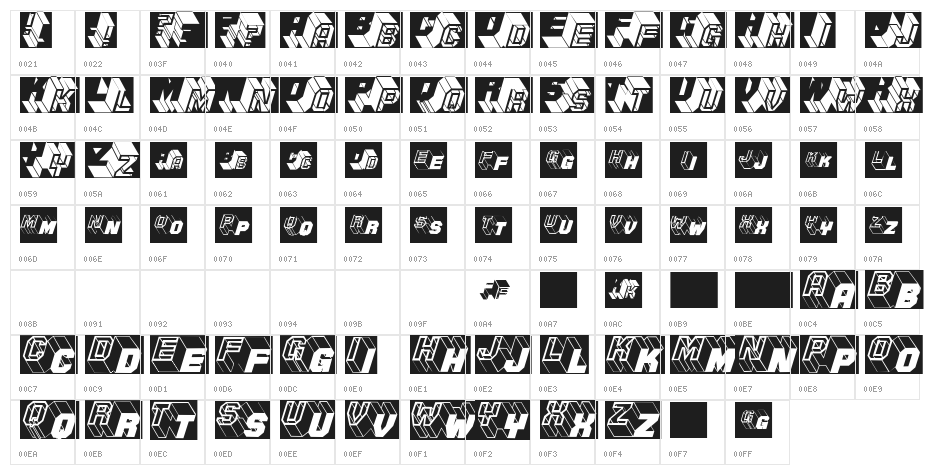 ZigZagThree Character Map