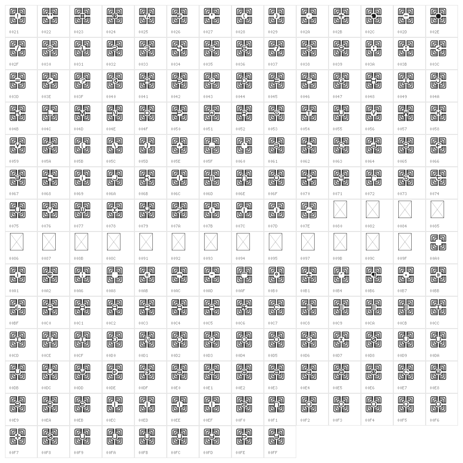 Zigourat Regular Character Map