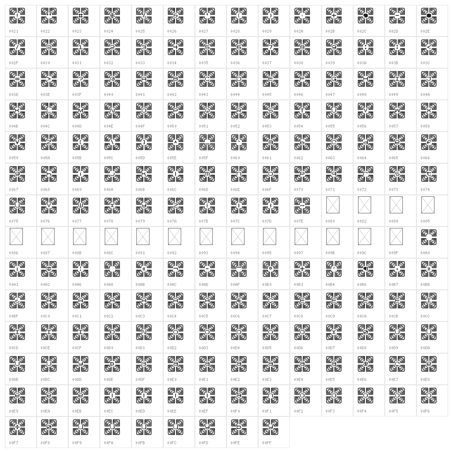 Zigourati Regular Character Map