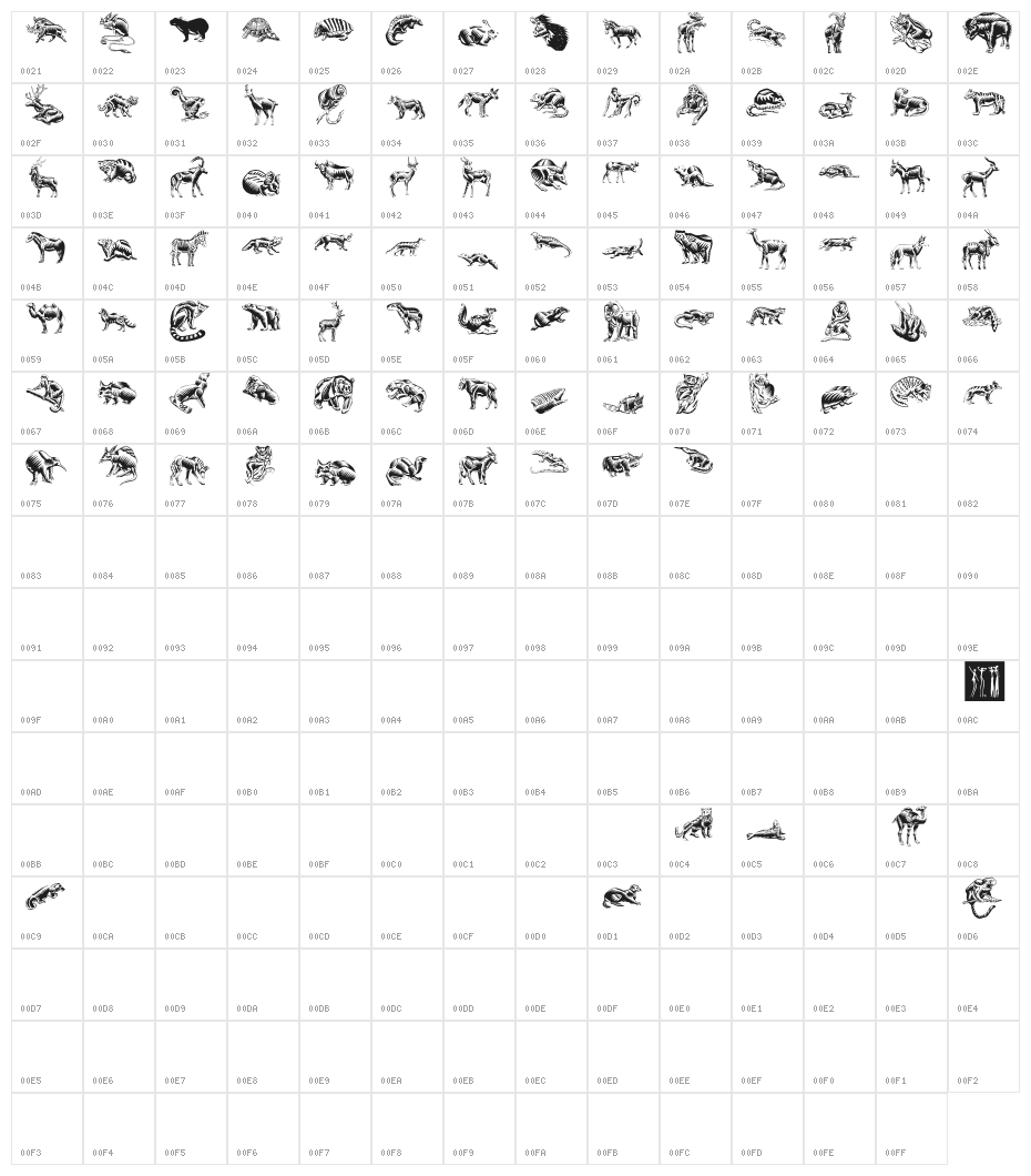 ZigzagZooAnimal Character Map