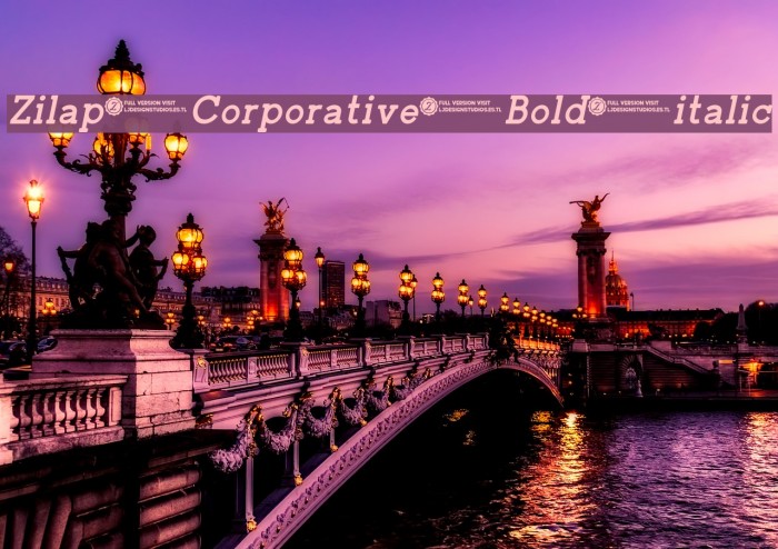 Zilap Corporative Bold italic Font examples