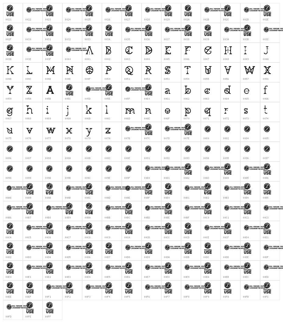 Zilap Corporative Especial Decorative Character Map
