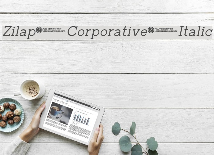 Zilap Corporative Italic Font examples