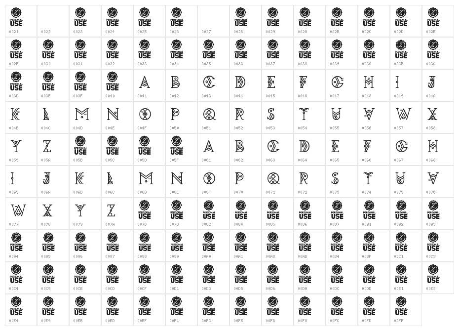 Zilap Espacial Character Map