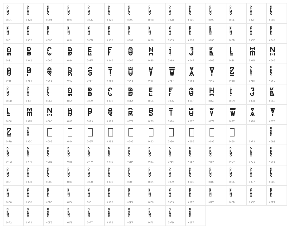 Zilap Evolution Character Map