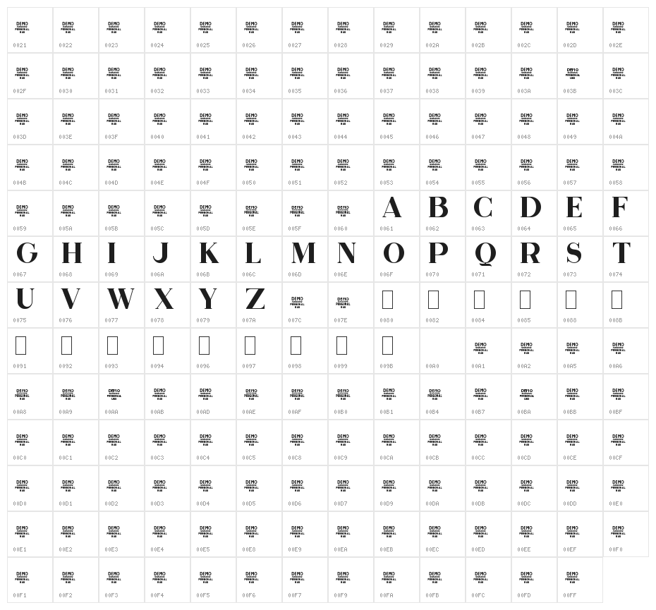 Zilap Exclusive Personal use Character Map