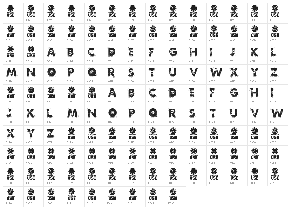 Zilap Horror Character Map