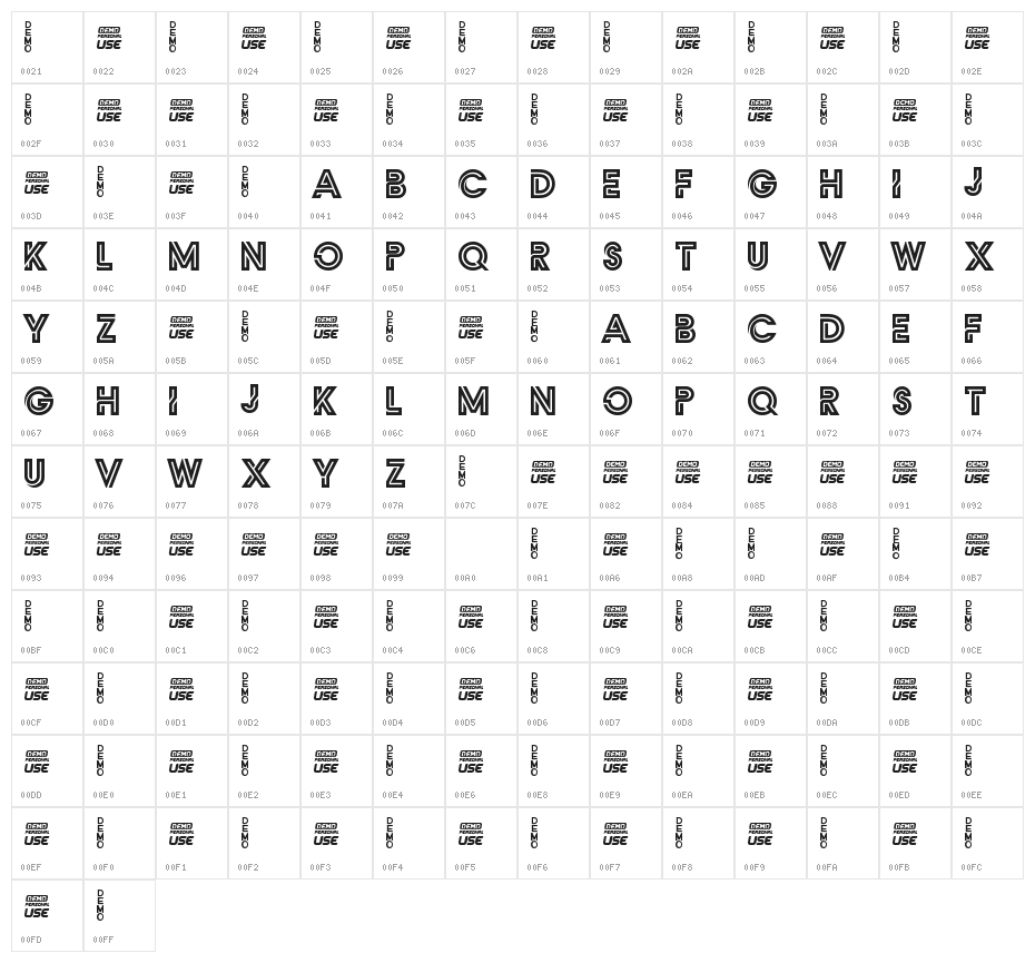 Zilap Monograma Character Map