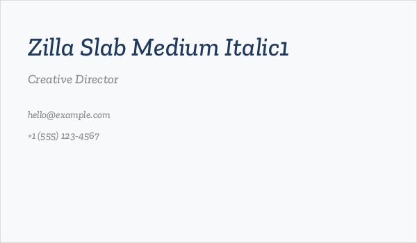 Zilla Slab Medium Italic1 Business Card