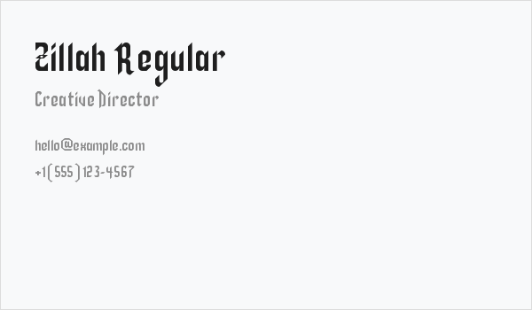 Zillah Regular Business Card