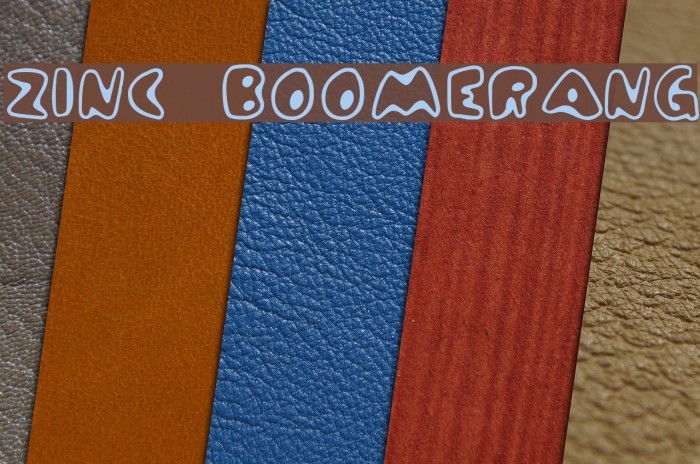 Zinc Boomerang Font examples