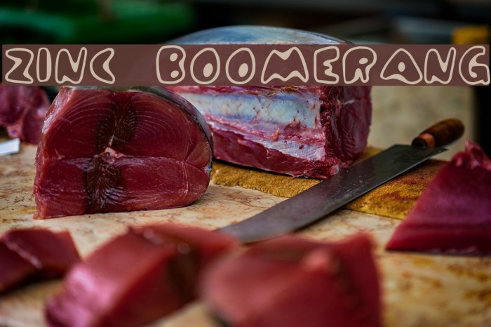 Zinc Boomerang Font examples