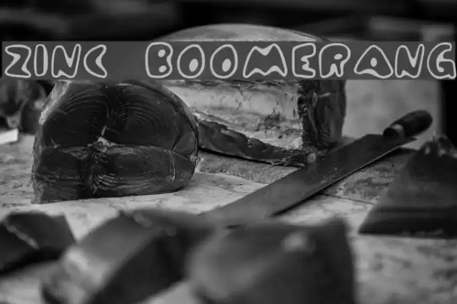Zinc Boomerang Font examples