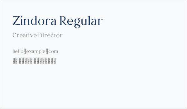 Zindora Regular Business Card