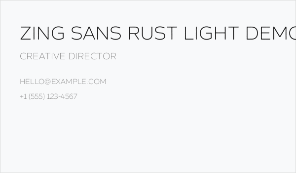 Zing Sans Rust Light Demo Base Business Card