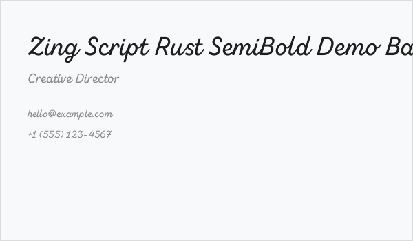 Zing Script Rust SemiBold Demo Base Business Card